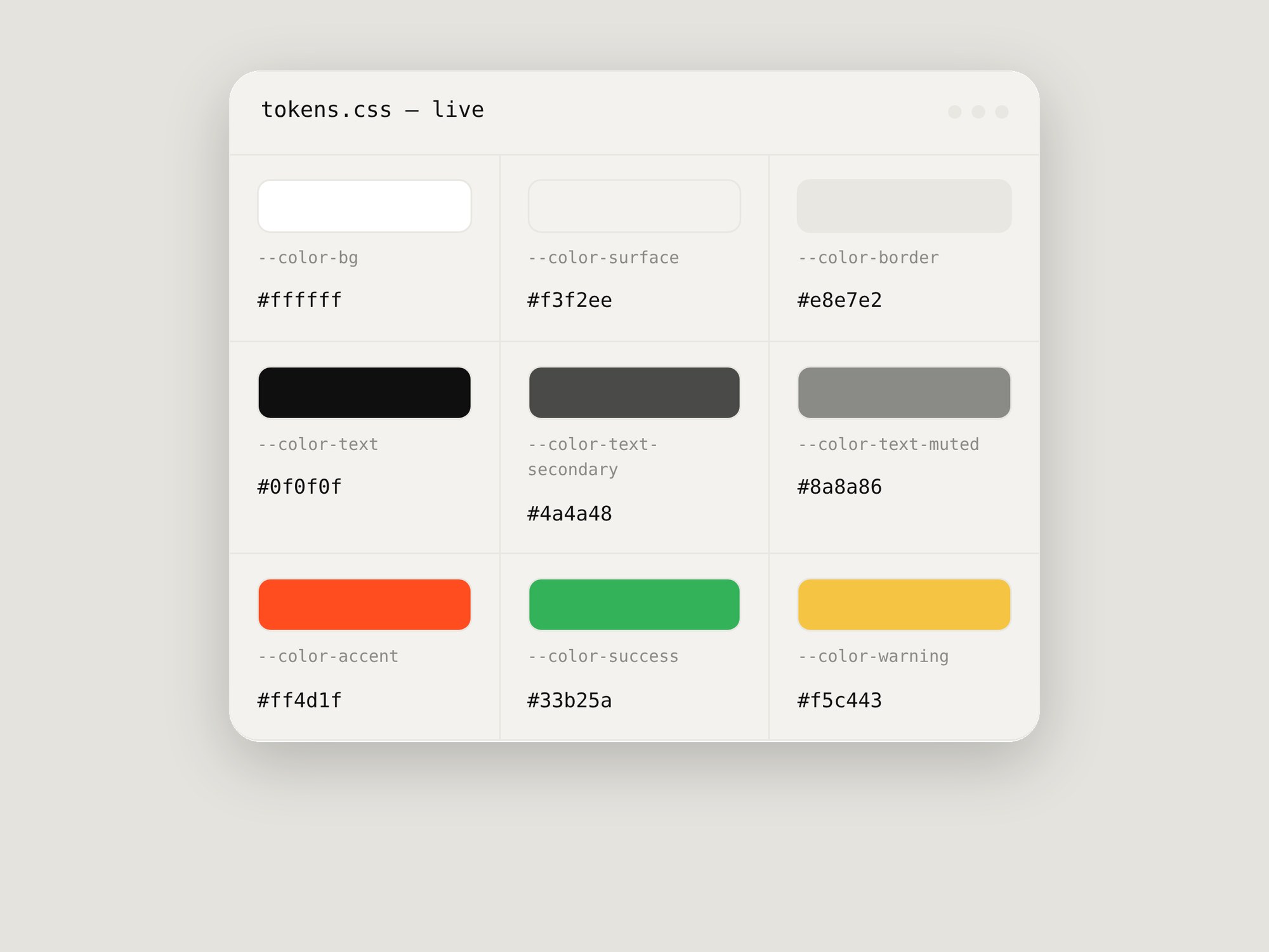 Live color tokens read from this portfolio's CSS, light theme
