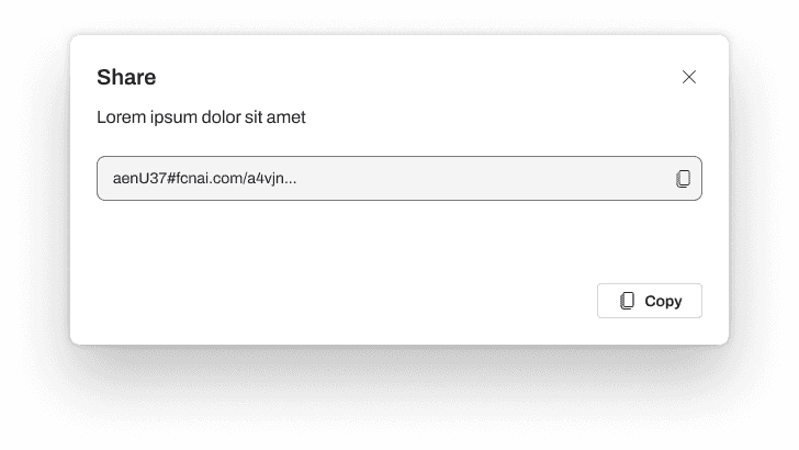 Share modal with a copyable link