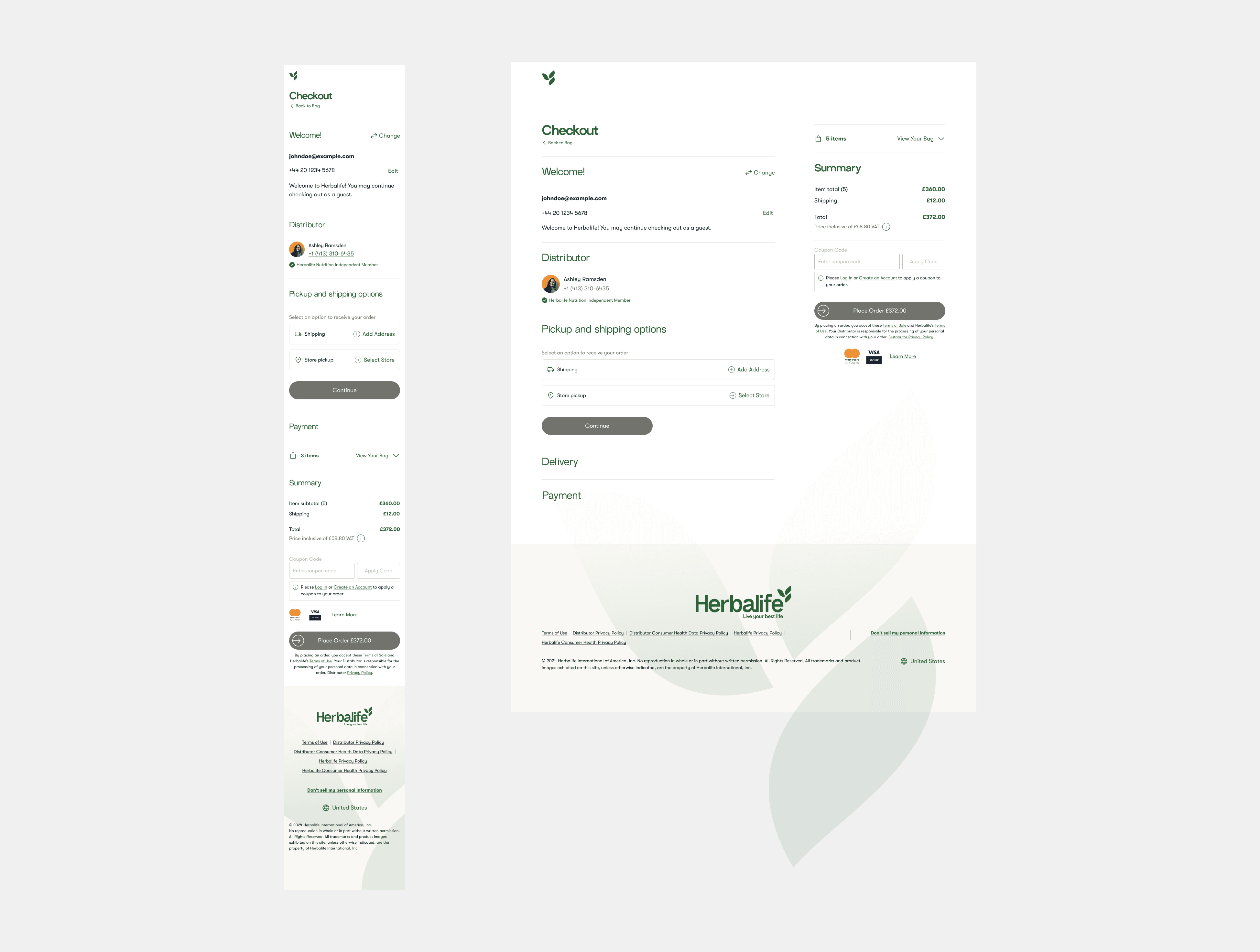 Checkout page before a delivery method is chosen, with Shipping and Store pickup shown as collapsed options